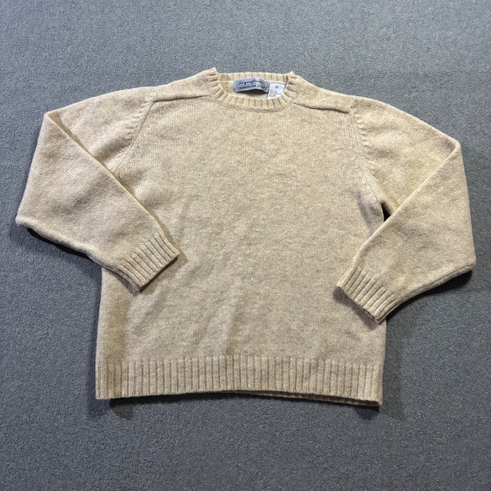 Signatures by Northern Isles Sweater Women S Beige Wool Knit Crew Neck Pullover